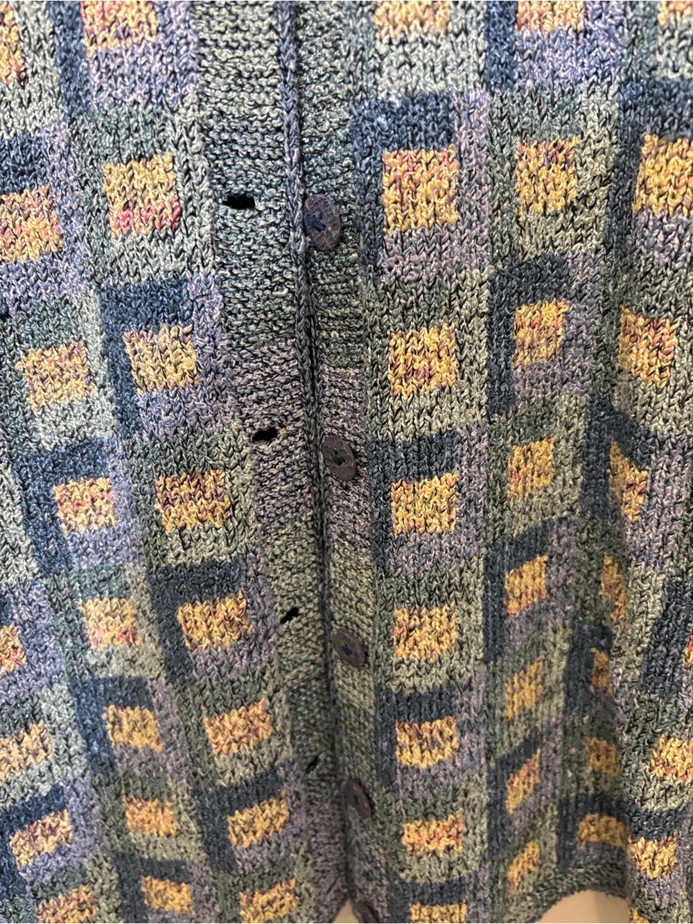 Tuttle Woman’s Green Multi-Color Knit Button-Up Sweater 60% Cotton 40% Viscose